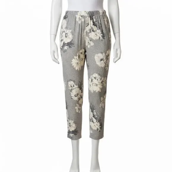Simply Vera Wang Gray Floral Pajama Pants XL Sleepwear Lounge Soft Crop Capris - Picture 5 of 8